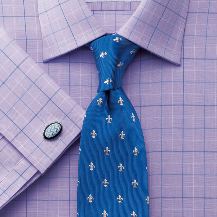 lilac shirt blue tie